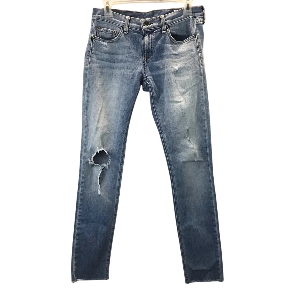 Rag & Bone June Distressed Skinny Jeans Blue Light Wash Size 25 Womens Low Rise